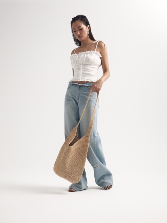 Сумка плетеная цвет бежевый