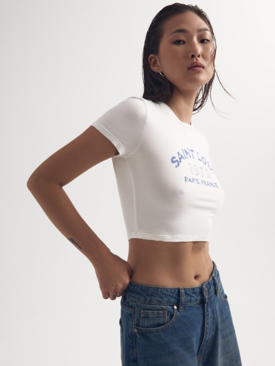 Кроп-футболка PARIS цвет белый