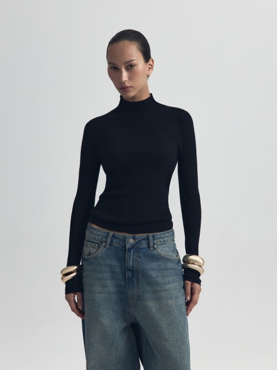 Лонгслив FLUFFY BLACK цвет черный